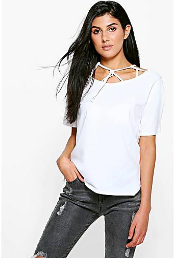 Daisy Caged Loop Detail Neck T-Shirt