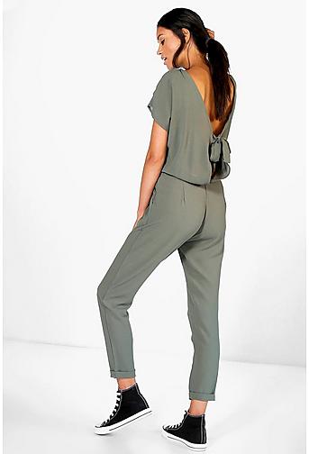 Ana Capped Sleeve Relaxed Fit Tie Back Jumpsuit
