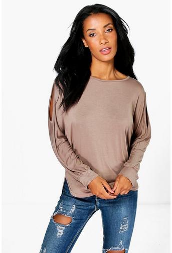 Emma Cold Shoulder Dipped Hem Top