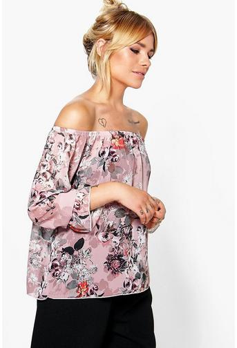Nicky Woven Printed Off The Shoulder Top