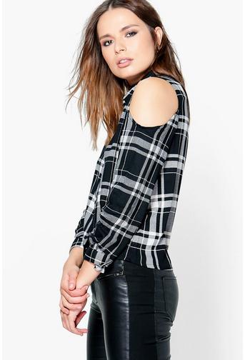 Hailey Cold Shoulder Checked Shirt