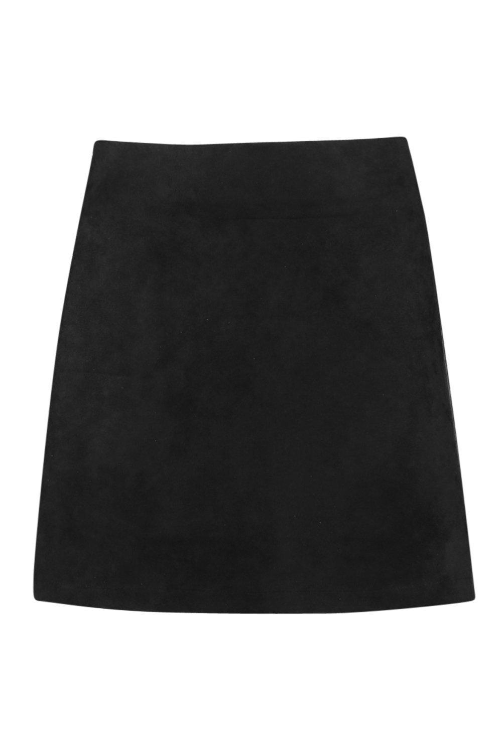 black suedette mini skirt