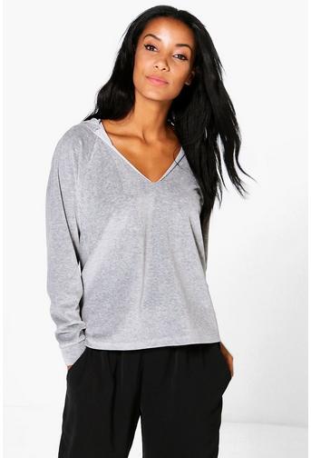 Bella Velour V Neck Hoody