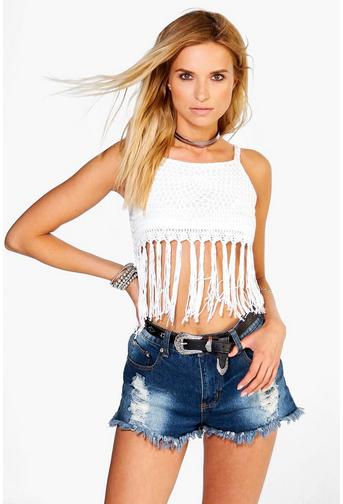 Tia Tassel Crochet Bralet Top