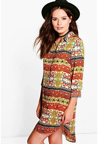 Molly Paisley Woven Shirt Dress