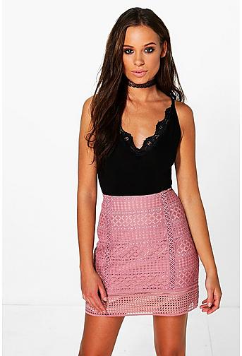 Boutique Aliza Contrast Lace A Line Skirt