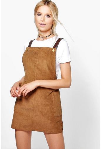 Mia Faux Leather Square Neck Pinafore Dress