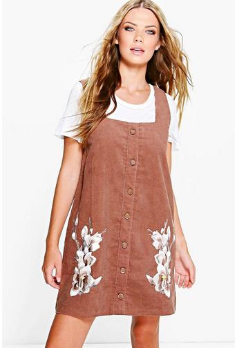 Millie Corduroy Applique Pinafore Dress