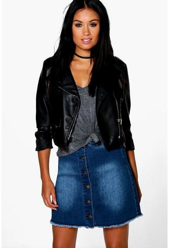 Eva Button Through Indigo Denim Skirt