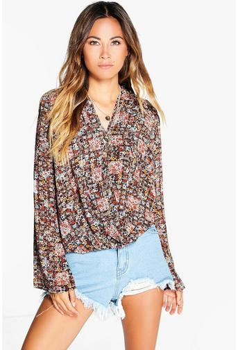 Daisy Ditsy Floral Wrapover Blouse