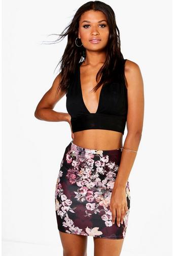 Bahati Dark Floral Mini Skirt