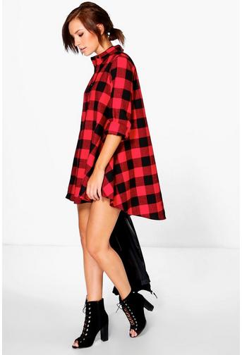 Amy Checked Oversized Shirt Dress