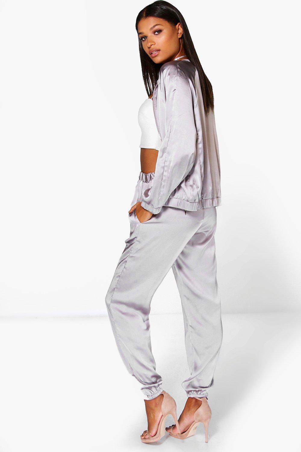 satin jogger outfit