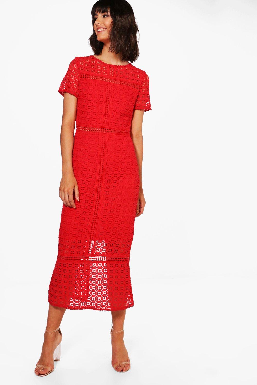 Boutique Odette Crochet Midi Dress Boohoo