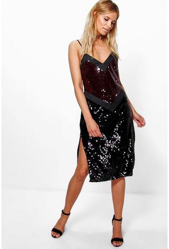 Boutique Mol Chevron Two Tone Sequin Dress