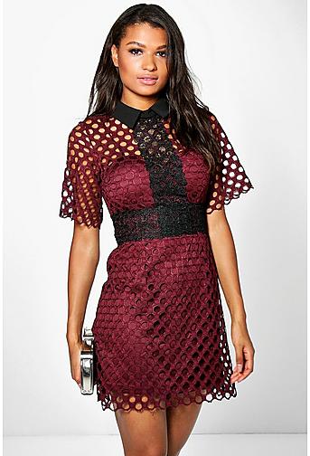 Boutique Bethany Crochet Lace Collar Dress