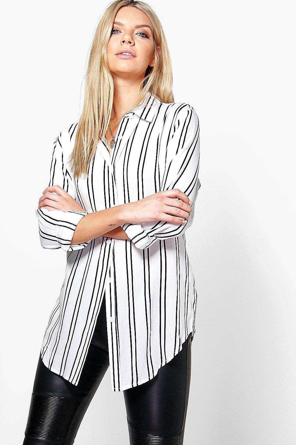 striped oversized long sleeve top