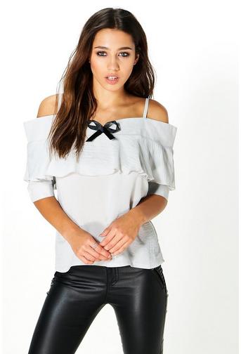 Flora Cold Shoulder Frill Woven Top