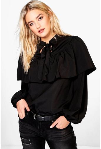 Megan Ruffle Tie Neck Blouse