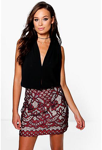 Boutique Nalani Contrast Lace A Line Skirt