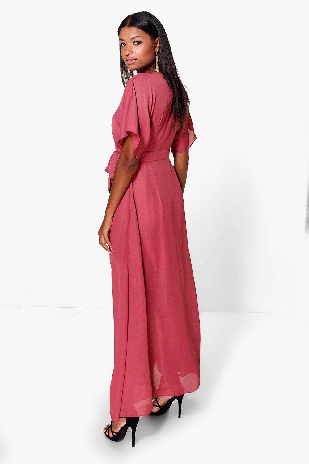 Boohoo Womens Milly Chiffon Kimono Sleeve Wrap Maxi Dress Ebay 5311