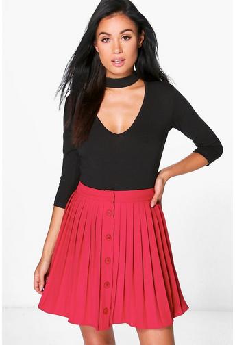 Nila Button Front Pleated Mini Skirt