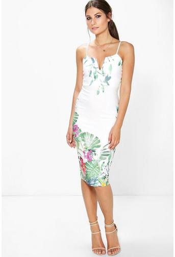Lola Floral Print Strappy Midi Dress