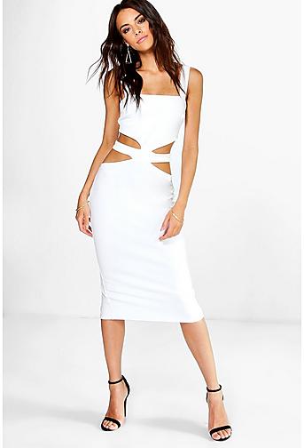 Betty Square Neck Cut Out Middle Bodycon Dress