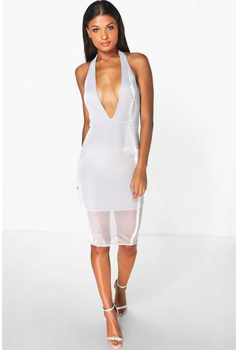 Natalia Halterneck Metallic Midi Dress