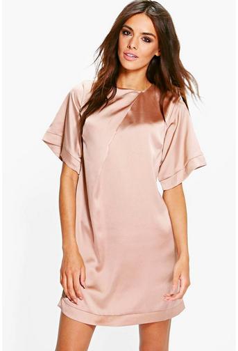 Gracie Satin Cap Sleeve Shift Dress