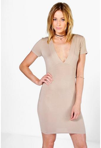 Amy Deep V Plunge Bodycon Dress