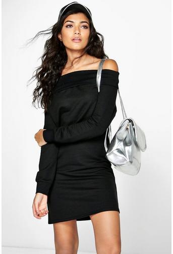 Isla Off Shoulder Long Sleeve Sweat Dress