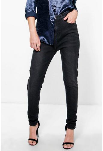 Nadia High Rise Washed Black Skinny Jeans
