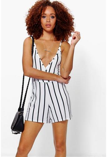 Suzy Striped Wrap Cami Playsuit