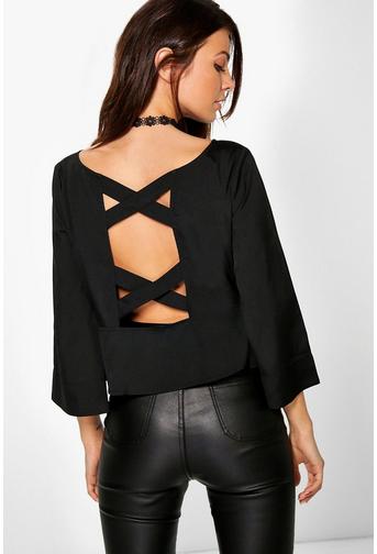 Patrice Woven Strappy Back Frill Hem Top