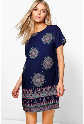 Patricia Paisley Border Print Shift Dress