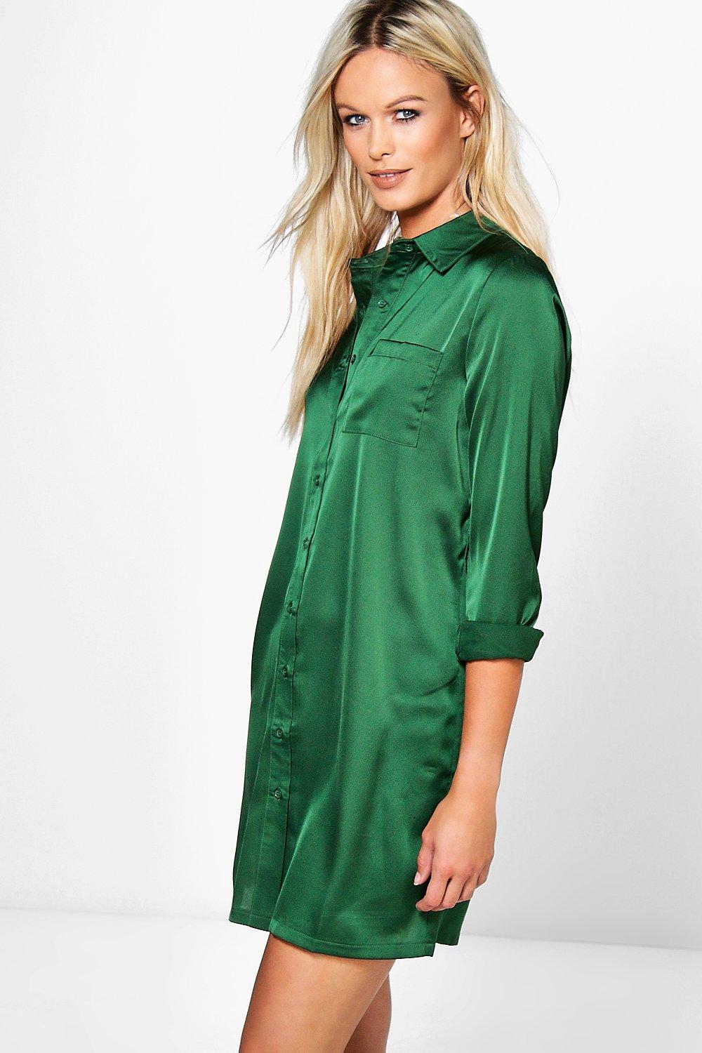 Платье рубашка зеленое la Redoute