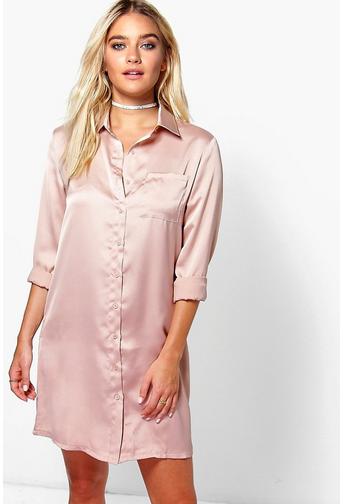 Harriet Satin Shirt Dress