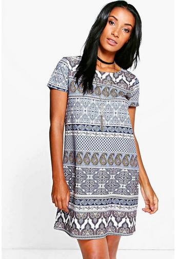 Eva Ethnic Printed Shift Dress