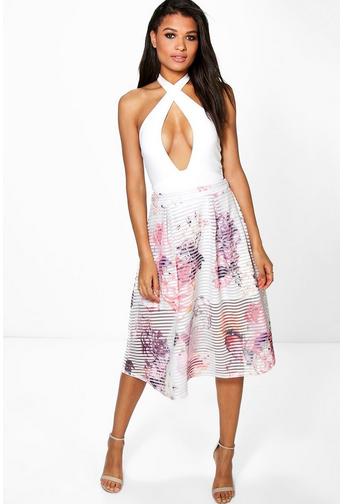 Boutique Amera Printed Full Mesh Midi Skirt