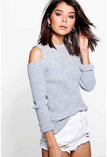 Ruby Rib Knit Cold Shoulder Jumper