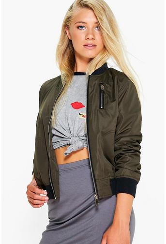 Amber Zip Detail Bomber Jacket