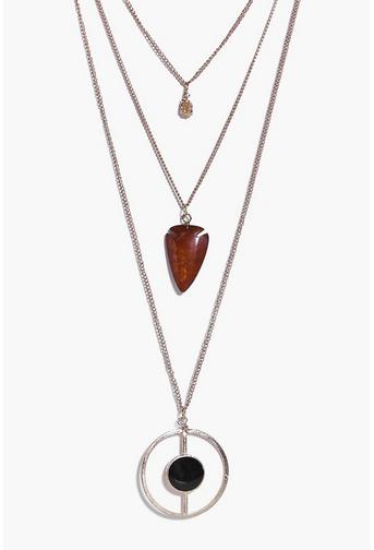 Ivy Layered Stone And Circle Pendant