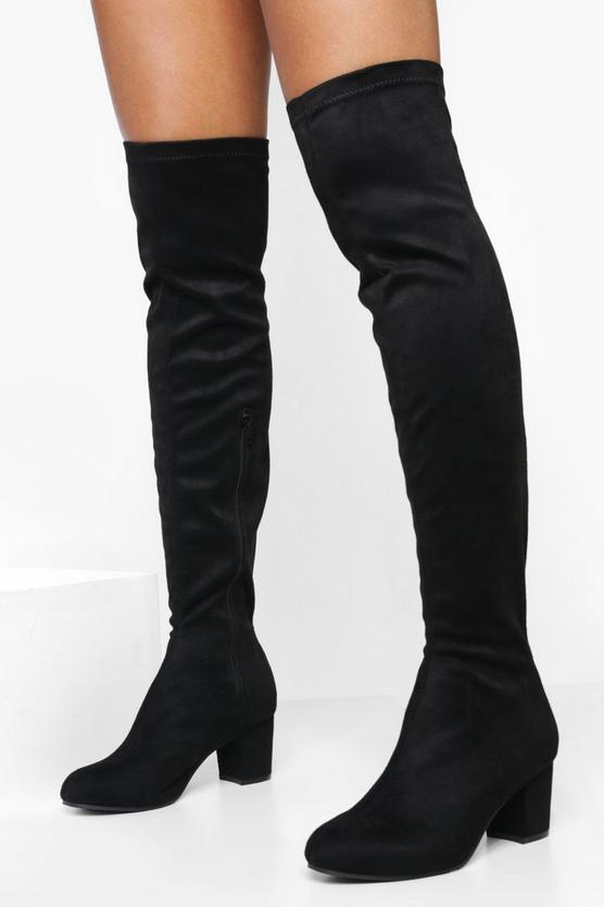 color block knee high boots