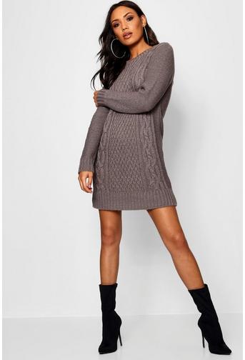 Lucy Cable Knit Soft Boucle Jumper Dress