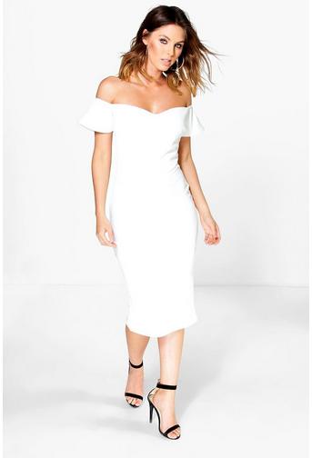 Mia Sweetheart Neck Off Shoulder Midi Dress