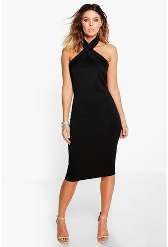 Veena Wrap Neck Midi Dress
