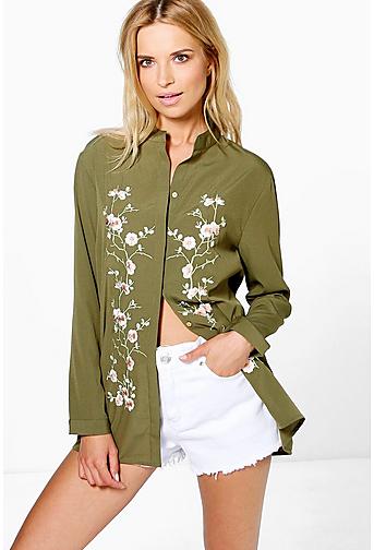 Nina Boutique Embroidered Front Shirt