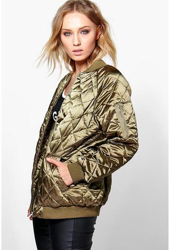 Boutique Lily Longline Quilted Satin Bomber