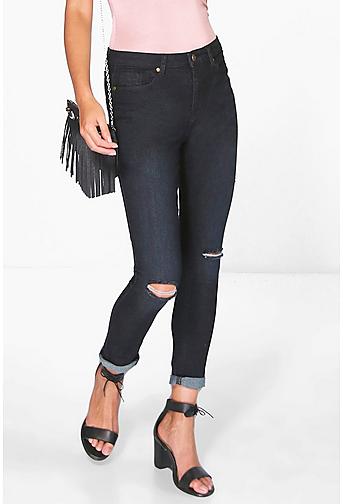 Erika Mid Rise Ripped Knee Skinny Jeans